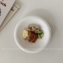 South Korean Ins Identical Flip Side Pure White Ceramic Pan 100 Hitch Deep Dish Western Dining Tray Breakfast Pasta Minima Coffee Shop