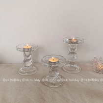 ins French style Roman column glass candle holder retro Han wind swing piece Minjuku room Soft decoration minimalist coffee shop