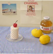 OK * Korean style ins cotton linen retro blue plaid tablecloth female dormitory book tablecloth picnic cloth room decoration