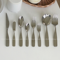 INS Korea Wind mirror face Stainless Steel Knife Fork Spoon Western Dining Cutlery Steak Knife Willful Face Fork Spoon Commercial Heavy-pound