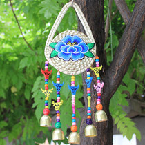 Handmade straw-woven water droplets wind chimes Yi pastoral bells pendant Home shop doors and windows ornaments open the door bell ring