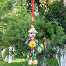 Ethnic style Sepakchuk straw hat wind chimes charm Childrens room kindergarten decoration pendant Happy car hanging door bell
