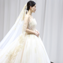 Wedding dress 2021 new bridal temperament Breasts Heavy Work Extravaganza big trailing main yarn High feeling Herbenwind Summer Women