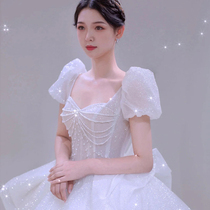 Wedding Dress 2021 New Bridal Temperament Style Main Yarn Big Tug Tail Palace Wind Small Subsenior Texture Autumn winter