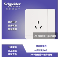 Schneider Yishang mirror porcelain white three holes with switch one open 10A three holes wall power switch socket panel