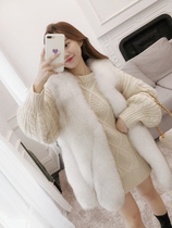 Winter fashion casual young imitation fox fur grass vest womens mid-length thickened warm plush vest tide