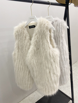 2021 Haining autumn and winter new imitation fox fur grass vest womens mid-length loose fur one-piece woven vest