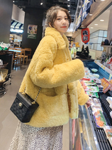 2021 Haining winter new Korean version of imitation leather grass coat womens medium and long loose lamb wool coat clearance sale