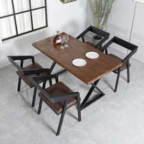 Solid wood dining table and chair combination Household small household Nordic rectangular modern simple living room light luxury dining table