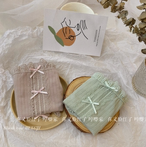 Youre in the red again with a super-sweet sweet girl pure cotton butterfly knot cute hollowed-out lace knickers.