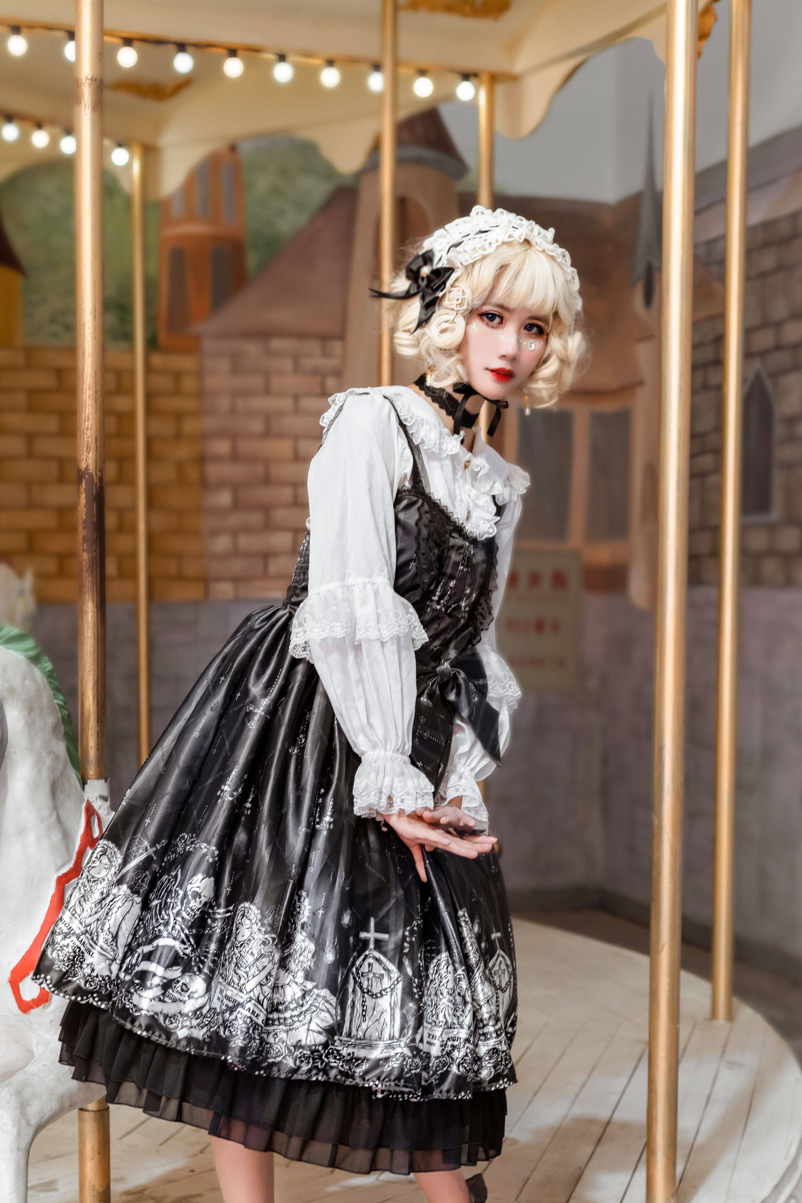 现原创设计lolita暗黑哥特风大裙摆连衣裙女