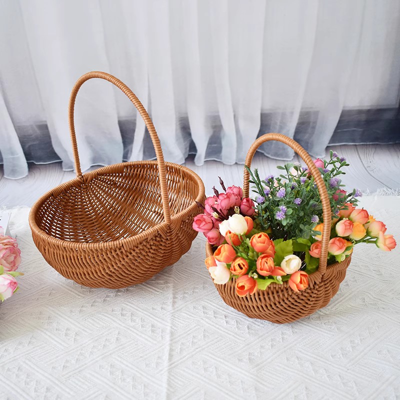 Grass choreograpes choreograpes basket handmade willow hand fruit accompanied by hand containing flower basket home decoration-Taobao