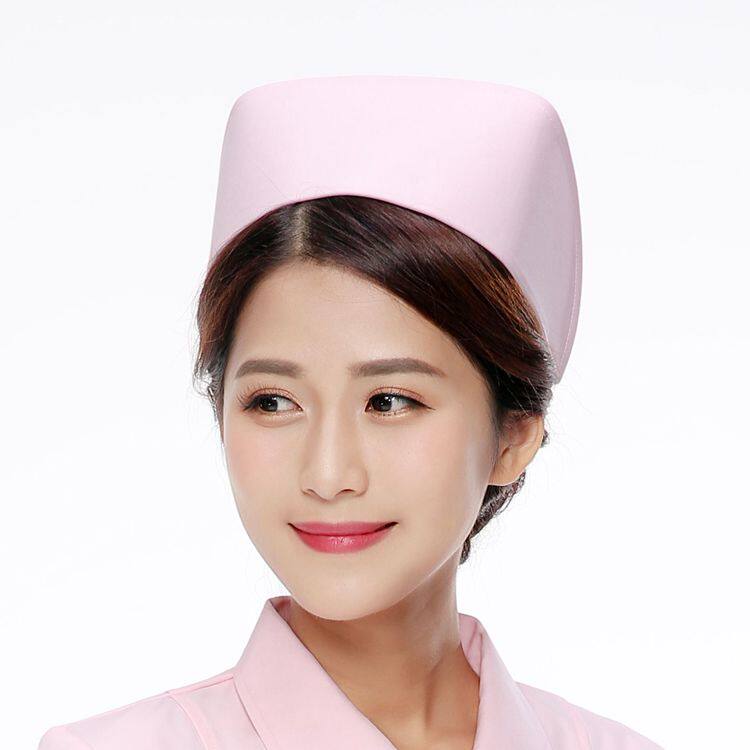 护士帽燕尾帽白色蓝色粉色加厚带杠绣红十字涤卡一顶包邮