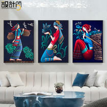 Retro Nostalgia Art Famous Family Wind Wall Decoration Painting Living-room Sofa Bedroom Bar Hanging Painting Triptych No Frame Painting