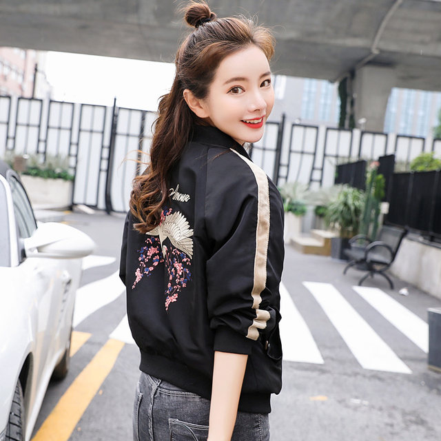 Spring and autumn new Korean shirt fashion embroidered short coat female loose student bf jacket small baseball uniform Spring and autumn new Korean shirt fashion embroidered short coat female loose student bf jacket small baseball uniform