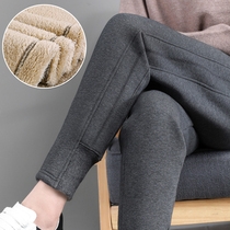 Lamb fluffy sweatpants thickened 2021 new autumn loose bundle toe pants warm outside wearing women's pants