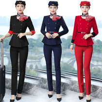 Business temperament goddess Fan long-sleeved beauty salon work clothes Jewelry gold shop front desk stewardess uniform Business suit