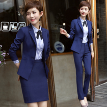 Professional suit Womens autumn and winter long-sleeved suit temperament work dress Hotel front desk waiter interview OL overalls