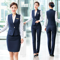High-speed rail flight attendant stewardess uniform professional suit Female vest beautician Jewelry gold shop work clothes front desk dress