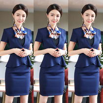 Short-sleeved professional suit Womens dress Summer slim formal dress Womens frock Beauty salon division work clothes Suit suit