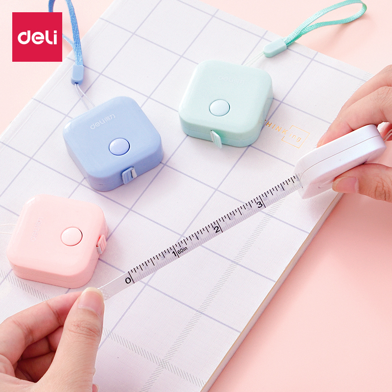 deli mini tape measure lovely portable measuring tape measurement of bust, hip, waist, soft ruler, leather ruler, meter ruler