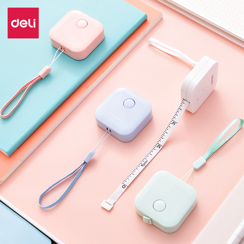 deli mini tape measure lovely portable measuring tape measurement of bust, hip, waist, soft ruler, leather ruler, meter ruler