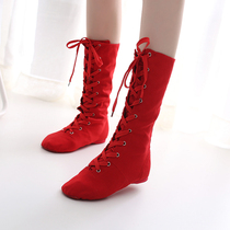  Extended canvas jazz boots Modern dance shoes high-top womens soft-soled boutique practice shoes dance shoes jazz dance