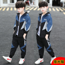 Children's costume boy autumn suit 2022 new middle school children's autumn two sets of big boy sports handsome moisture suit