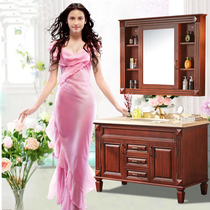 Bathroom American bathroom cabinet combination floor-standing solid wood wash basin cabinet toilet Oak wash table