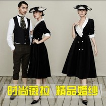Photo studio wedding theme 2021 exhibition new French retro photography dress Hepburn celebrities black Photo dress