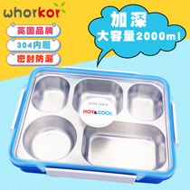 Korean student lunch box 304 stainless steel grid office workers heat preservation large capacity canteen rice children lunch box men