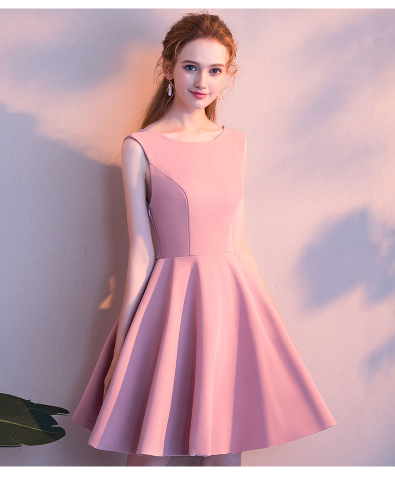 粉色小个子晚礼服裙女2019新款气质宴会高贵毕业短款名媛女王气场