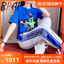 RPAP leisure sports suit female Korean version loose Foreign Air Age fashion short sleeve summer 2021 new two-piece tide