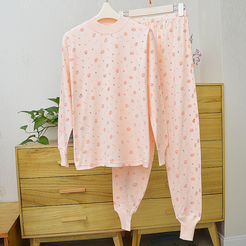 100%纯棉秋衣秋裤套装中老年女全棉保暖薄款内衣秋冬