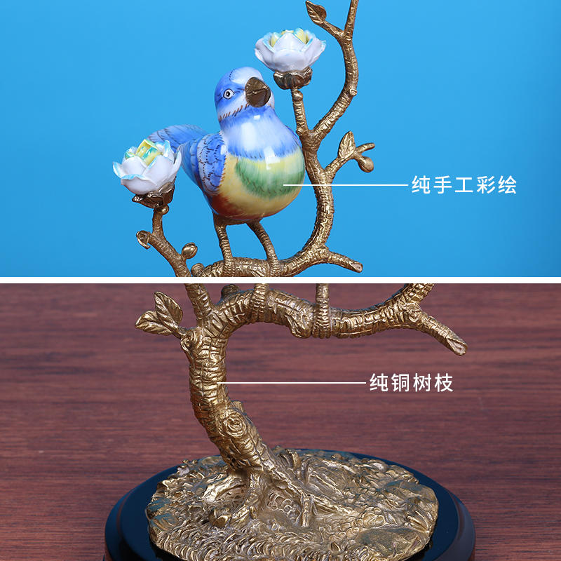 Creative ceramics with copper branches bird sitting room TV ark place in Europe and the study of example room decoration home decoration