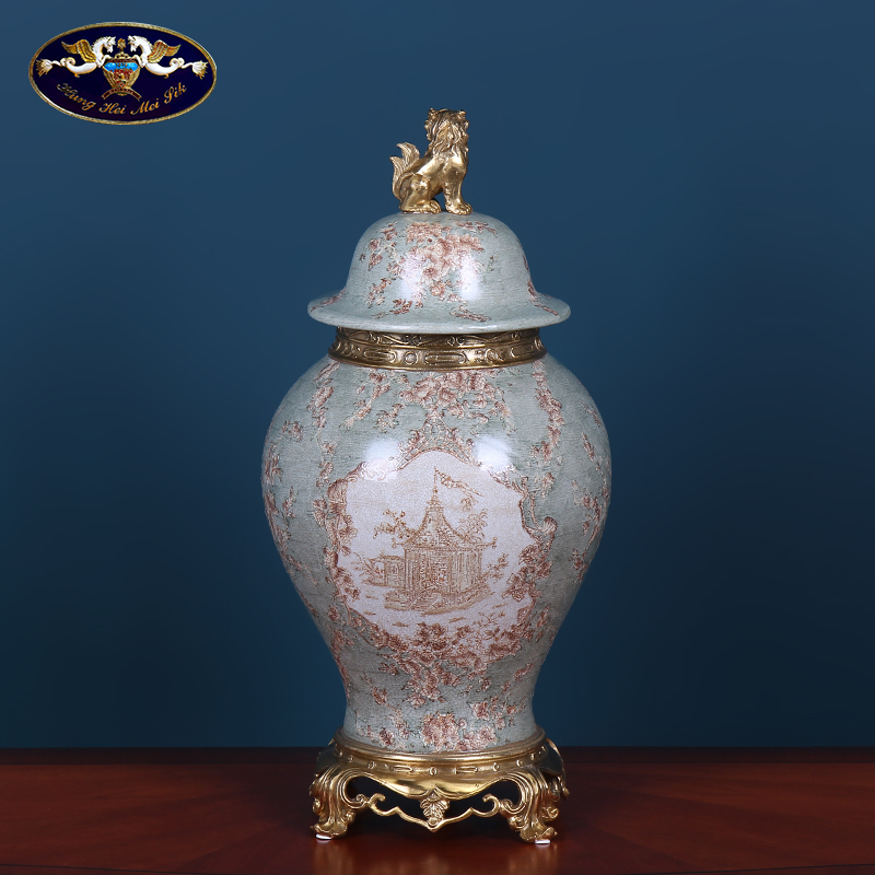 European home lions general pot sitting room porch place adornment retro storage tank ceramics handicraft decoration