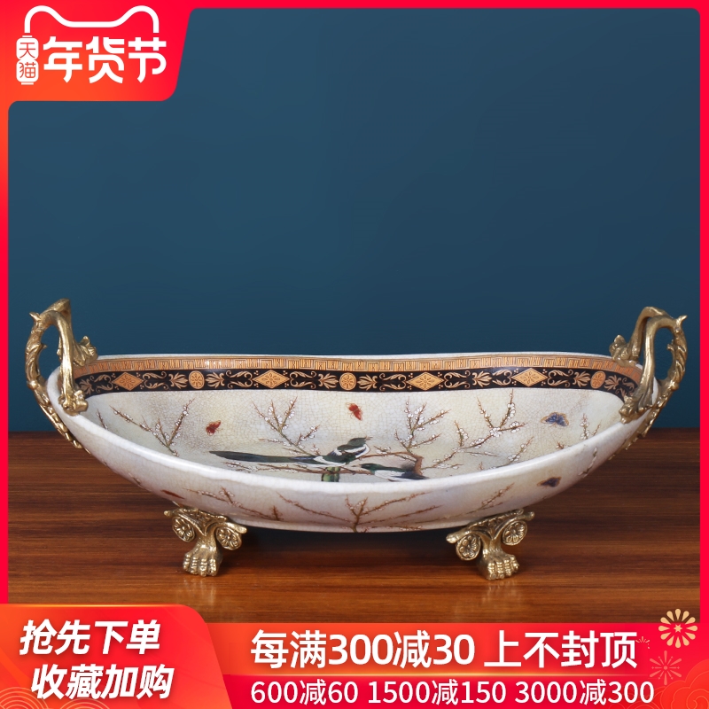 Hon jubilee European ceramic fruit bowl luxurious sitting room creative household adornment American tea table coloured drawing or pattern compote furnishing articles