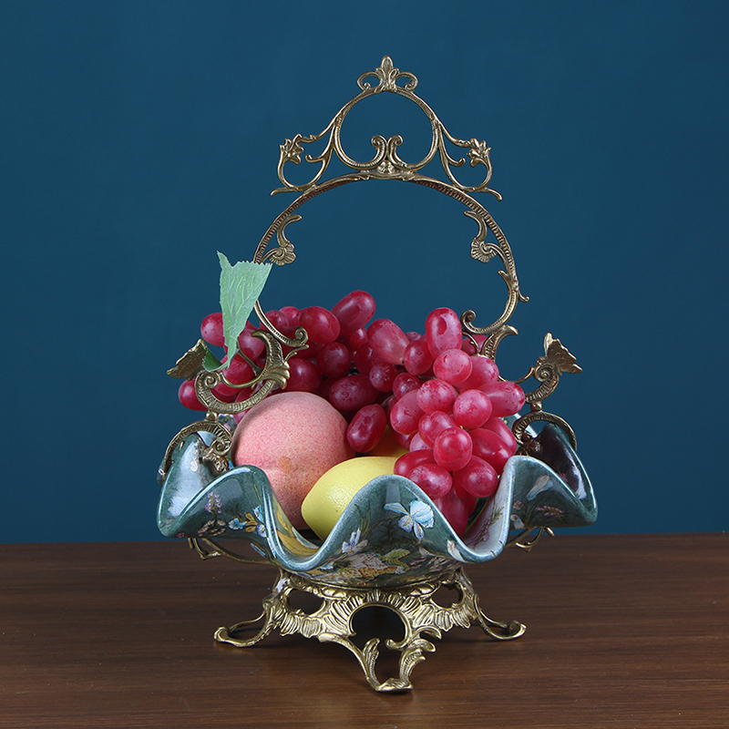 European ceramic fruit basket home sitting room tea table creative soft furnishing articles American country compote ornament