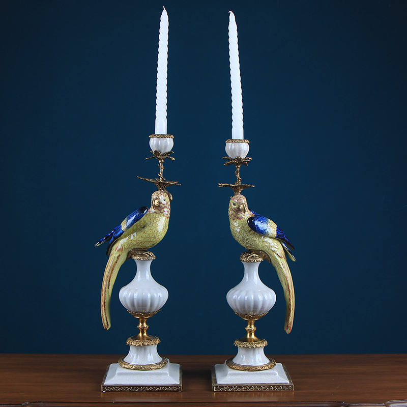 European creative parrot candlestick single - head ceramic decoration American home decoration based holders sitting room porch place