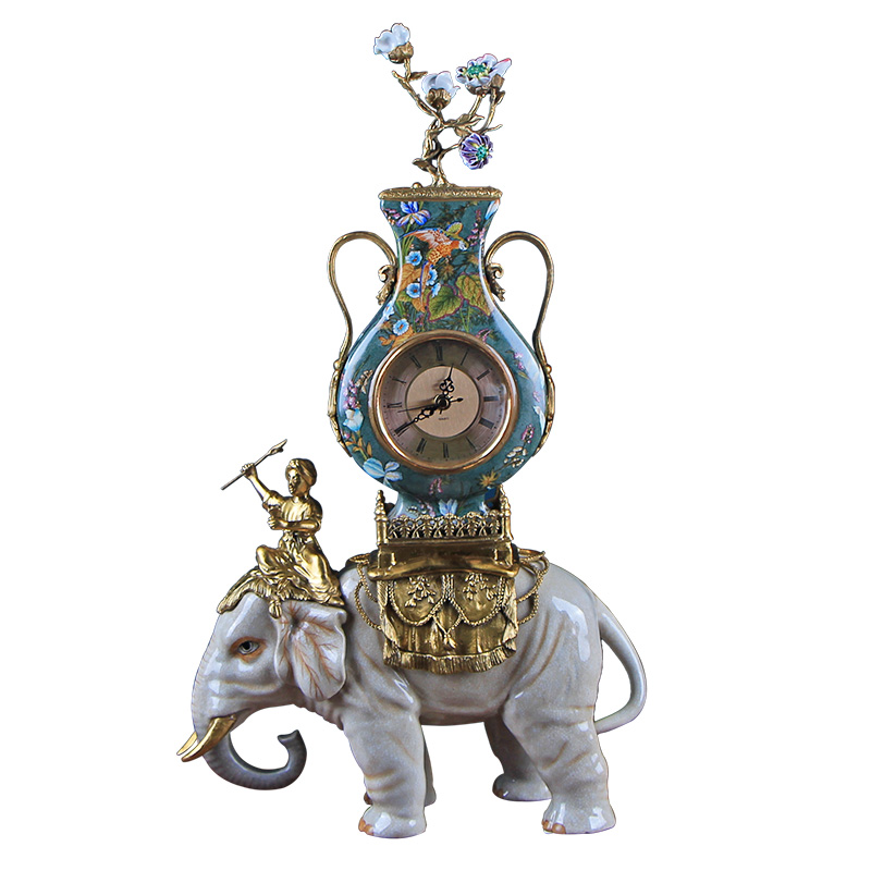 Europe type restoring ancient ways is the elephant clock ceramic table clock with copper creative clock home sitting room adornment furnishing articles