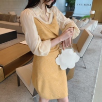 DAJOS beautiful cp thin temperament two-piece set simple base shirt retro sundress suit womens summer