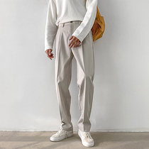 2021 autumn new trousers mens straight loose casual pants drop feeling Korean trend wide leg pants suit pants men