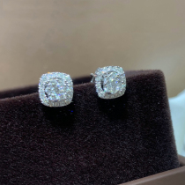 Group diamond ear studs earrings earrings temperament high-end atmosphere long and short retro womens 18K gold real diamonds can be split