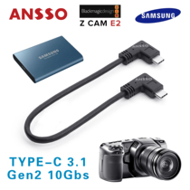 Ansso Type-C SSD Solid state drive data cable BMPCC Z CAM E2 Samsung T5 T7 elbow