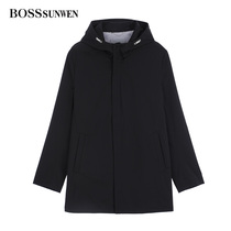 BOSSSUNWEN BOSSSUNWEN mens 2020 spring new fashion hooded trench coat mens casual jacket