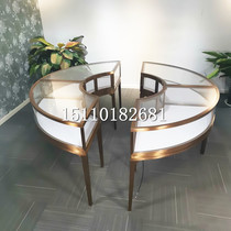 Stainless steel round shaped jewelry display Diamond jade display cabinet Beeswax gem jewelry counter Nakajima cabinet customization