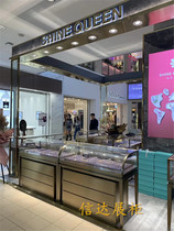 Curved glass display cabinet Shopping mall shop counter stainless steel jewelry diamond ring gem display cabinet Beijing custom