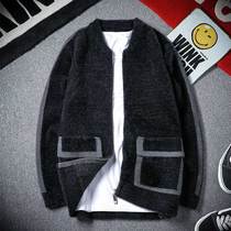 Knitwear mens cardigan imitation mink coat Mens spring and autumn thickened imitation mink sweater Korean version of the trend to wear