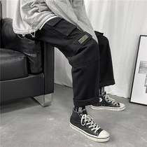 Gangfeng ins Chao brand straight overalls mens Korean version of loose trend multi-pocket students casual Joker pants