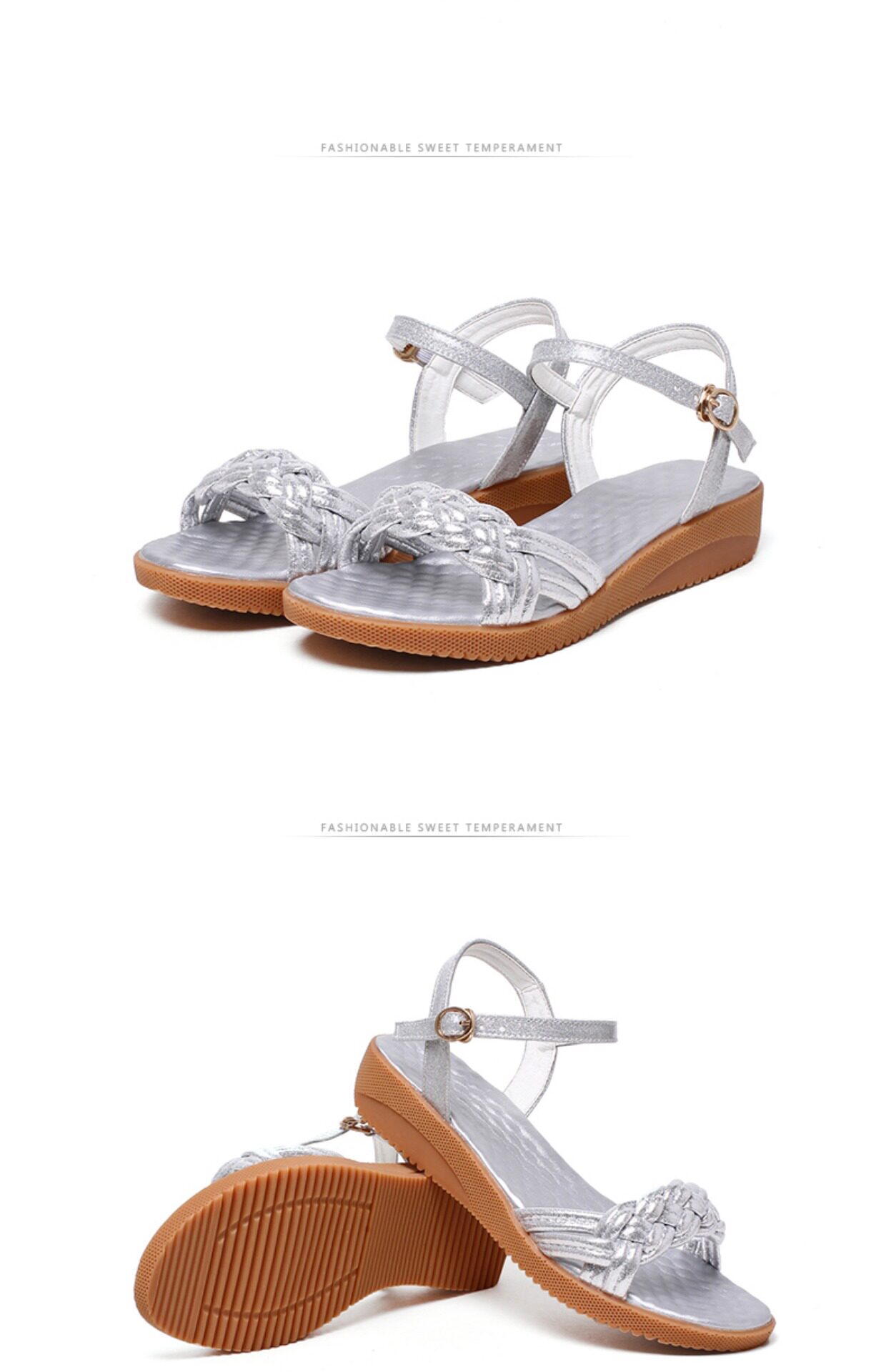 大码女凉鞋41-43夏新款加大码平底加肥孕妇防